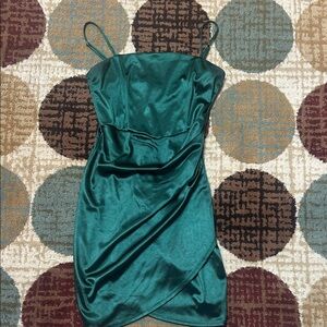 Elegant Green Satin Dress